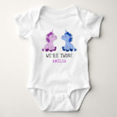 Eenhoorn Twins Jongen Meisje Baby Bodysuit met Naa (Voorkant)