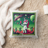Eenhoorn UFO Selfie: Vierkant Land (Pixel Art) #1 Kussen (Deken)