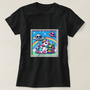 Eenhoorn UFO Selfie: Vierkant Land (Pixel Art) #3 T-shirt
