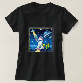 Eenhoorn UFO Selfie: Vierkant Land (Pixel Art) #4 T-shirt