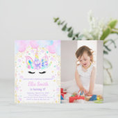  eenhoorn uitnodigen kaart (Staand voorkant)