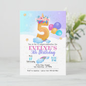 Eenhoorn uitnodiging, Eenhoorn 5e verjaardag Kaart (Staand voorkant)