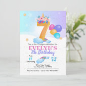 Eenhoorn uitnodiging, Eenhoorn 7e verjaardag Kaart (Staand voorkant)
