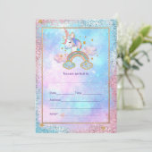 Eenhoorn uitnodiging invullen (Staand voorkant)