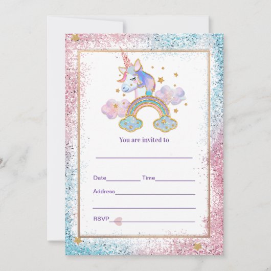 Eenhoorn uitnodiging invullen (Voorkant)