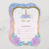 Eenhoorn uitnodiging invullen (Voorkant / Achterkant)