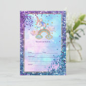 Eenhoorn uitnodiging invullen (Staand voorkant)