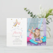 Eenhoorn uitnodiging met afbeelding (Staand voorkant)