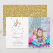 Eenhoorn uitnodiging met afbeelding (Voorkant / Achterkant)