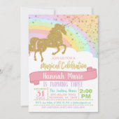 Eenhoorn Uitnodiging - Over de Regenboog & Glitter (Voorkant)