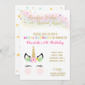 Eenhoorn Uitnodiging | RAINBOW GOUD (Voorkant / Achterkant)