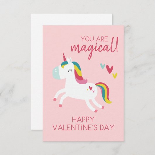 Eenhoorn Valentijnsdag kaart (Voorkant / Achterkant)