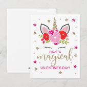 Eenhoorn Valentijnsdag Kaart Goud Rood en Roze (Voorkant / Achterkant)