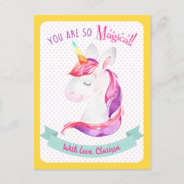 Eenhoorn Valentijnsdag Kaart Kinderen (klaslokaal)