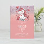 Eenhoorn Valentijnsdag Partij Kaart (Staand voorkant)