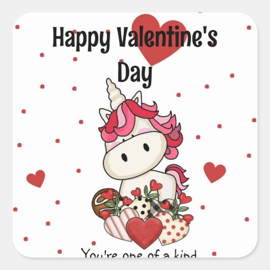 Eenhoorn Valentijnsdag Sticker (Voorkant)