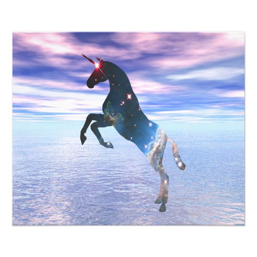 Eenhoorn van de sterren foto afdruk (Voorkant)