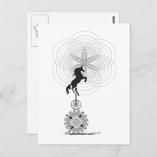 eenhoorn van het universum briefkaart (Voorkant / Achterkant)