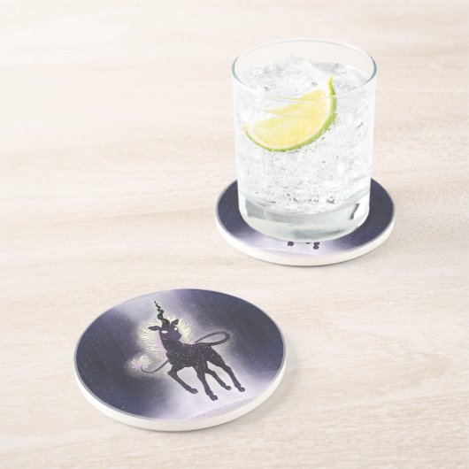 Eenhoorn van Void Aether en Space Fantasy Art Zandsteen Onderzetter (Zijkant)