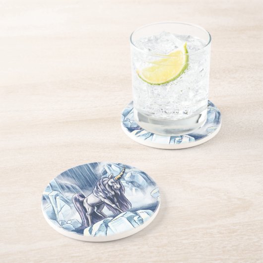 Eenhoorn van Water Element Fantasy Art Zandsteen Onderzetter (Zijkant)