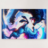 Eenhoorn vechten legpuzzel (Horizontaal)