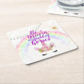 Eenhoorn Veldpaarden Roze Gouden Glitter Meisjes C Kartonnen Onderzetters (Schuin)