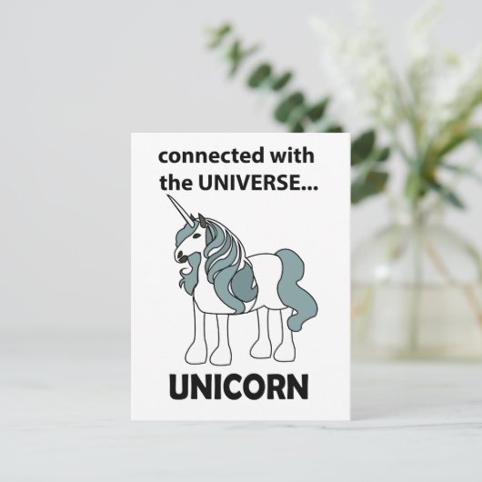 Eenhoorn verbonden met het universum Eenhoorn Briefkaart (Staand voorkant)