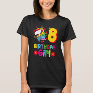 Eenhoorn Verjaardag 8e Jaar Oud Eenhoorn Met Bloem T-shirt