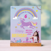 Eenhoorn Verjaardag Acryl Teken –Aangepaste Naam & Bord (Neutraal)