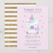 Eenhoorn Verjaardag Dank u kaart (Voorkant / Achterkant)