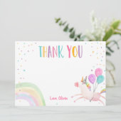 Eenhoorn Verjaardag Dank u kaart Roze Magisch (Staand voorkant)