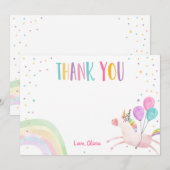 Eenhoorn Verjaardag Dank u kaart Roze Magisch (Voorkant / Achterkant)