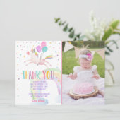 Eenhoorn Verjaardag Dank u kaart Roze Magisch (Staand voorkant)