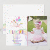 Eenhoorn Verjaardag Dank u kaart Roze Magisch (Voorkant / Achterkant)