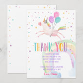 Eenhoorn Verjaardag Dank u kaart Roze Magisch (Voorkant / Achterkant)