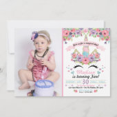 Eenhoorn Verjaardag Foto uitnodiging (Voorkant)