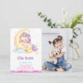 Eenhoorn Verjaardag Foto uitnodiging (Staand voorkant)