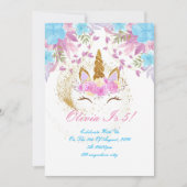 EENHOORN VERJAARDAG GOUD ROZE PAARSE KAART (Voorkant)