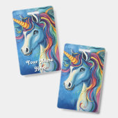 Eenhoorn verjaardag hostnaam badge (Voor- en achterkant)