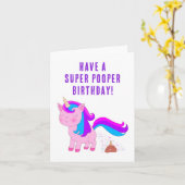 Eenhoorn Verjaardag Kaart - Super Pooper (Gele Bloem)