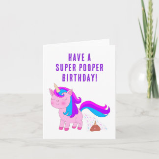 Eenhoorn Verjaardag Kaart - Super Pooper