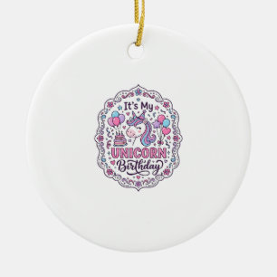 Eenhoorn Verjaardag Koningin van Unicorn Land Tren Keramisch Ornament