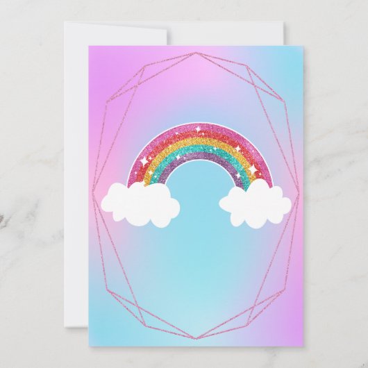 Eenhoorn Verjaardag Magische Glitter Regenboog Kaart (Achterkant)