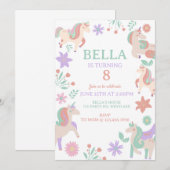 Eenhoorn verjaardag, magische viering, kaart (Voorkant / Achterkant)