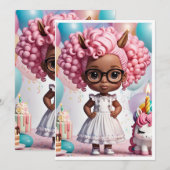 Eenhoorn verjaardag meisje kaart (Voorkant / Achterkant)