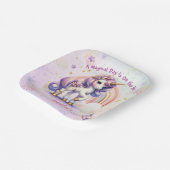Eenhoorn Verjaardag Meisje Paarse Gouden Regenboog Papieren Bordje (Gebogen)