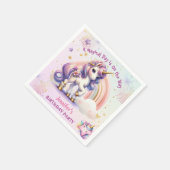 Eenhoorn Verjaardag Meisje Paarse Gouden Regenboog Servet (Hoek)