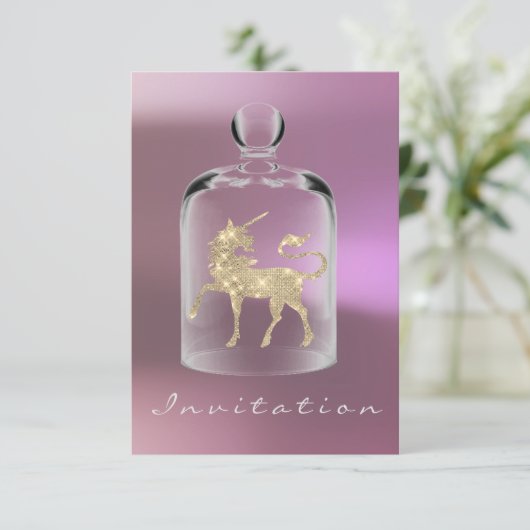 Eenhoorn Verjaardag Meisjes Nacht Uit Partij Mauve Kaart (Staand voorkant)