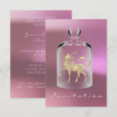 Eenhoorn Verjaardag Meisjes Nacht Uit Partij Mauve Kaart (Voorkant / Achterkant)