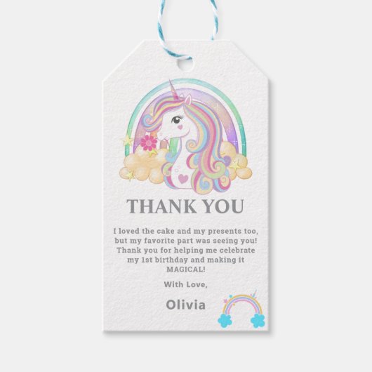 Eenhoorn Verjaardag Party Decoraties Cadeaulabel (Voorkant)